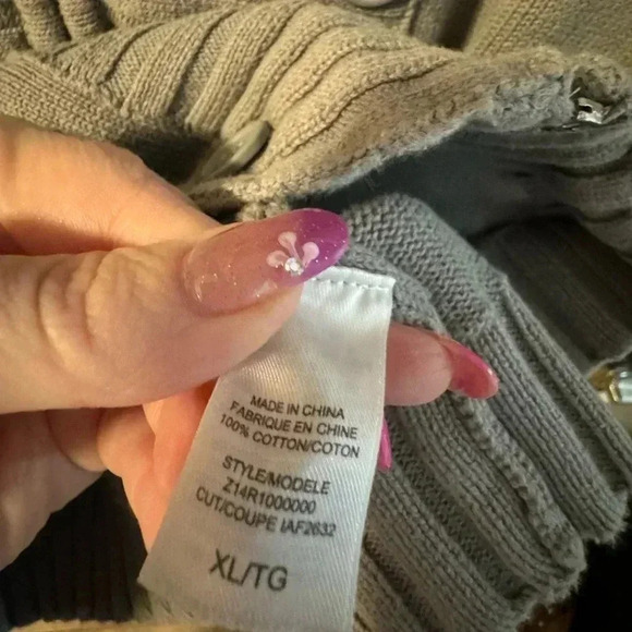 VTG Guess Textured Knit Button Zip Up Sweater Jacket XL Y2K Preppy Fall Neutral - Picture 11 of 12